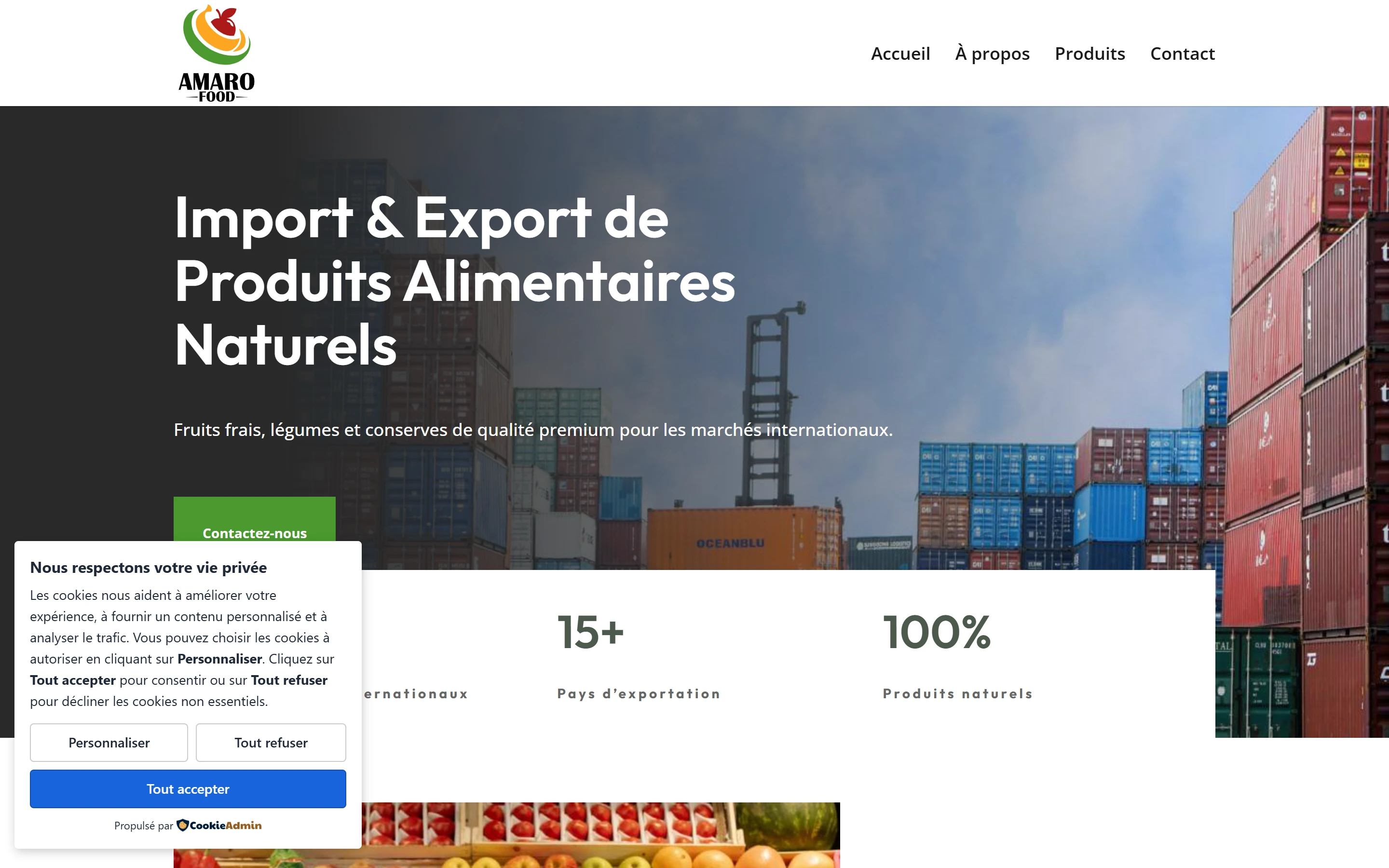 Aperçu du site web Amaro Food